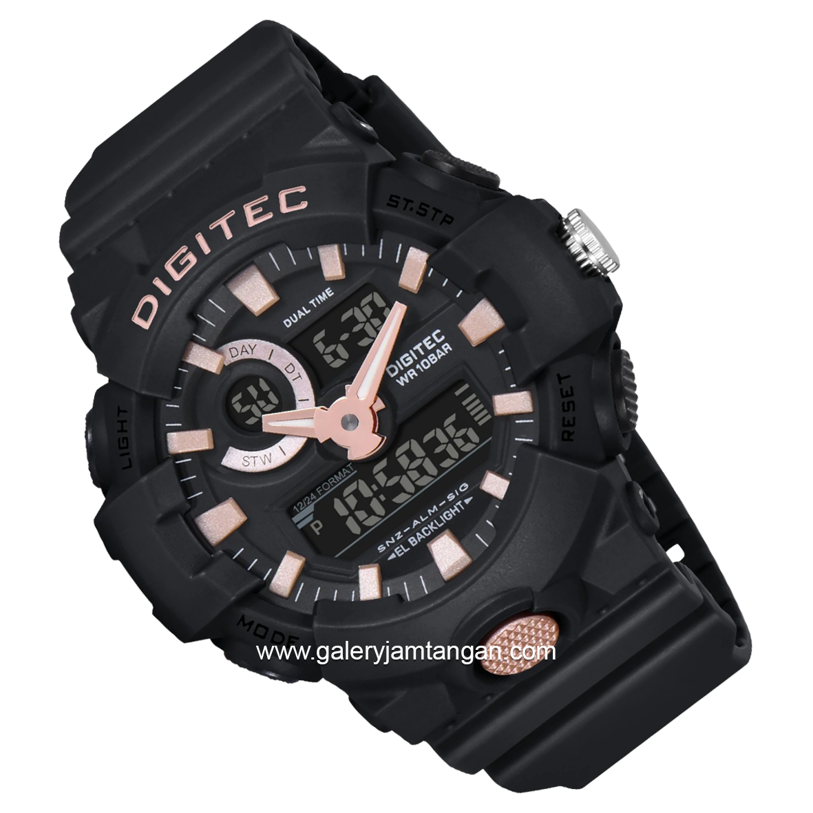 DIGITEC DA-2112T Digital Analog Black Dial Rosegold Rubber Strap