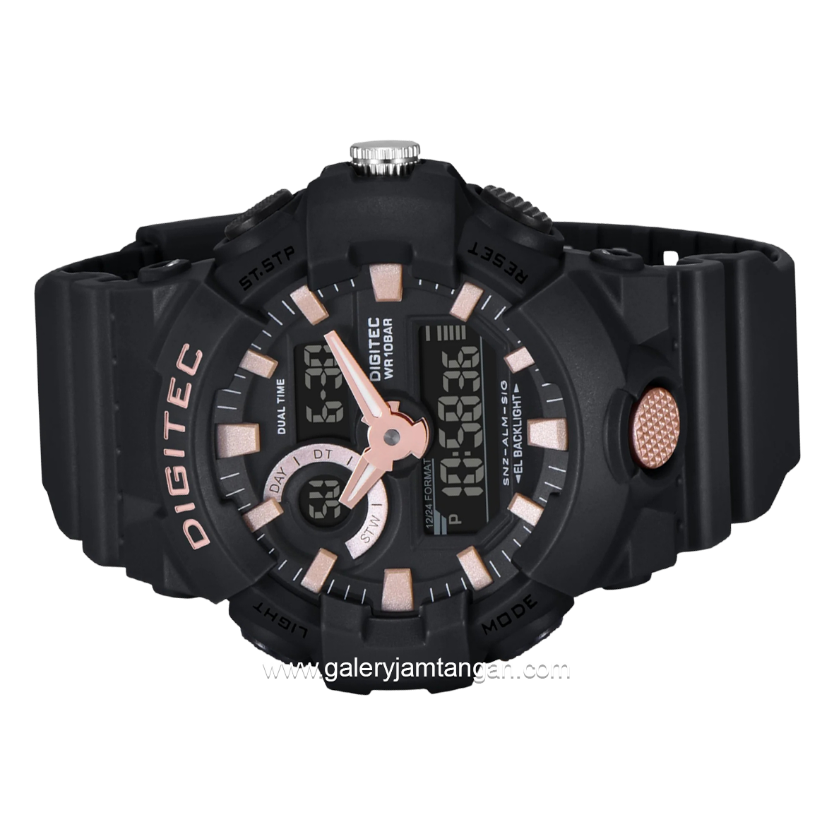 DIGITEC DA-2112T Digital Analog Black Dial Rosegold Rubber Strap