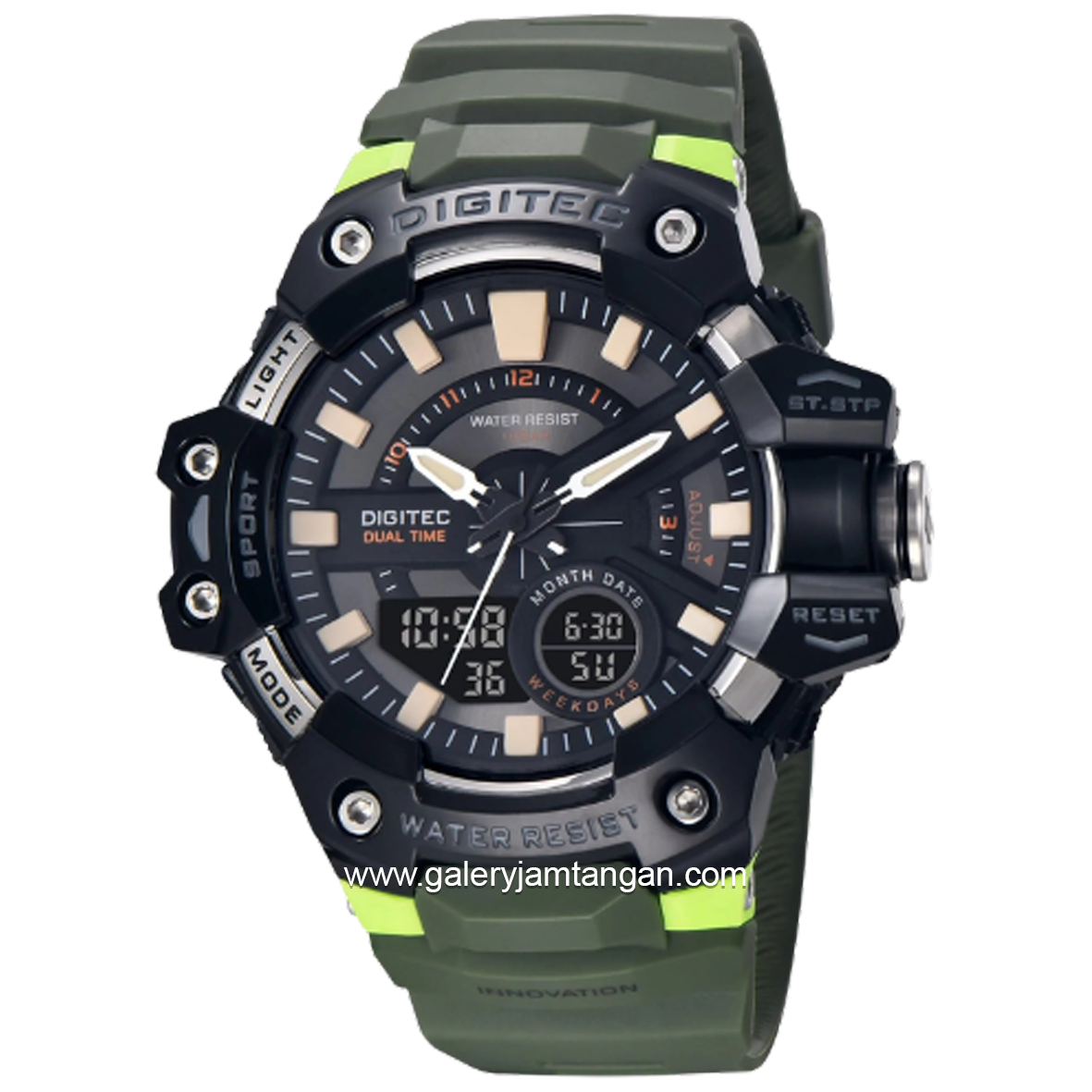 DIGITEC DA-2120T Army Black Digital Analog Rubber Strap