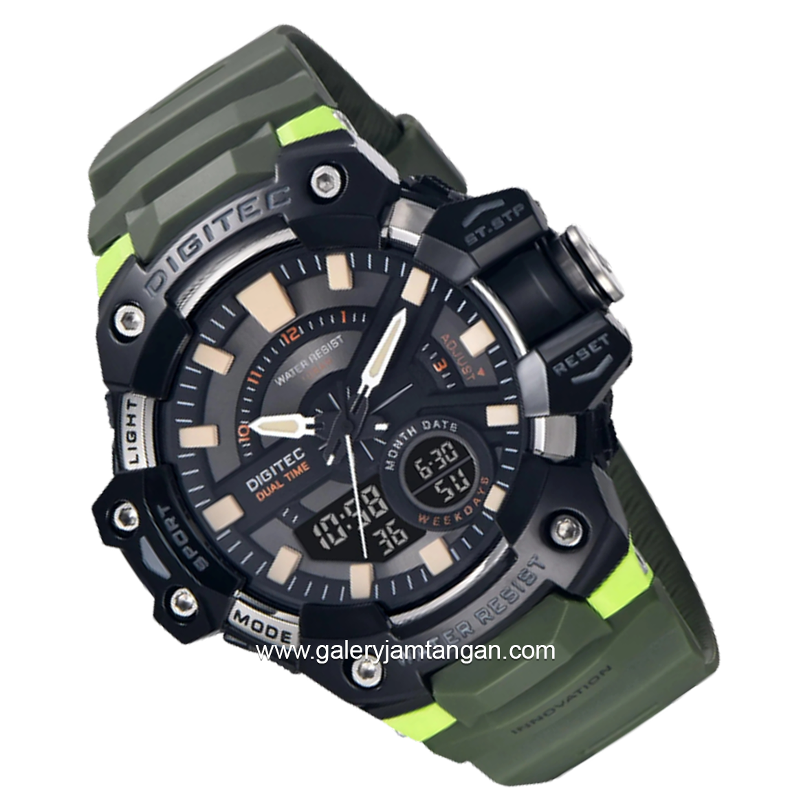 DIGITEC DA-2120T Army Black Digital Analog Rubber Strap