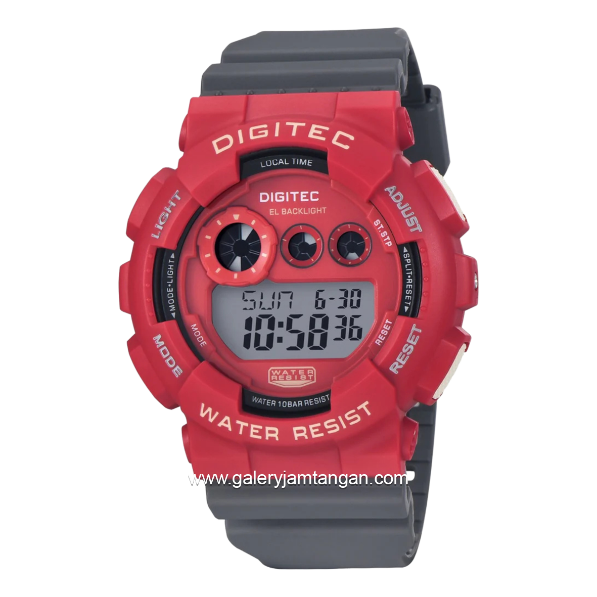 DIGITEC DG-5021T Digital Grey Red Rubber Strap