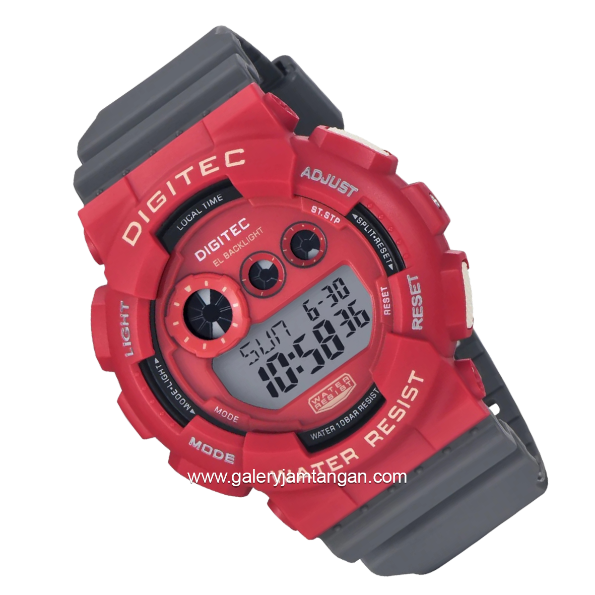 DIGITEC DG-5021T Digital Grey Red Rubber Strap