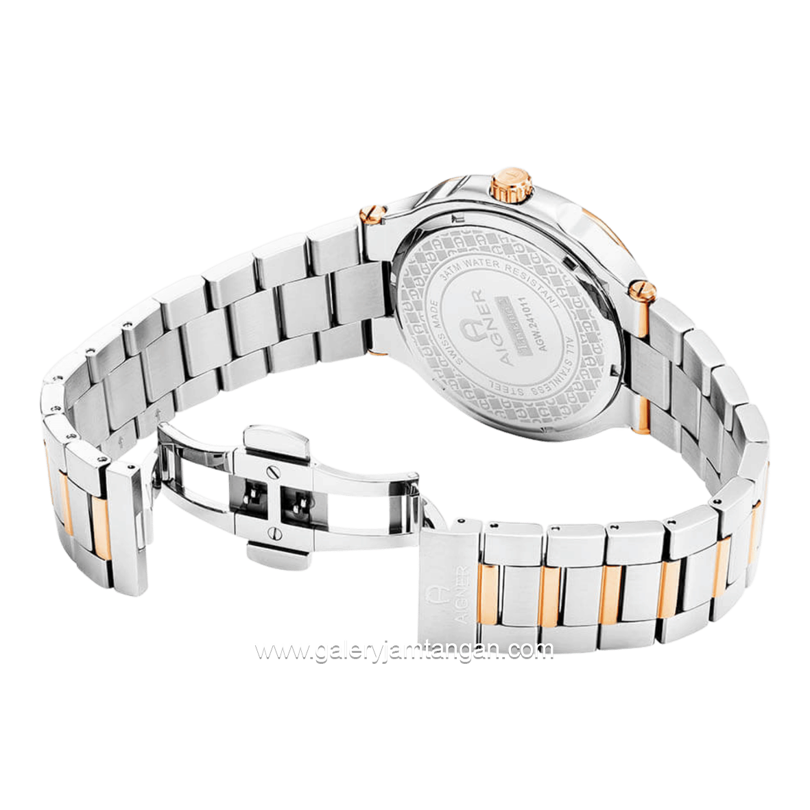 AIGNER TAVIANO 2 AGW.241011 Silver Rosegold Dial Blue Watch Swiss Made