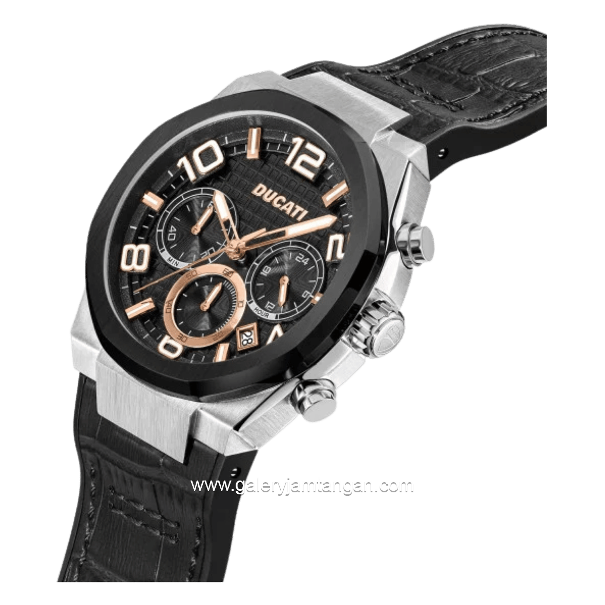 DUCATI DTWGC0001102 DT006 Chronograph Black Leather Silicone Strap