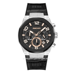 DUCATI DTWGC0001102 DT006 Chronograph Black Leather Silicone Strap
