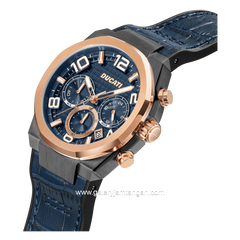 DUCATI DTWGC0001104 DT006 Chronograph Dark Blue Leather Combi Black Silicone Strap