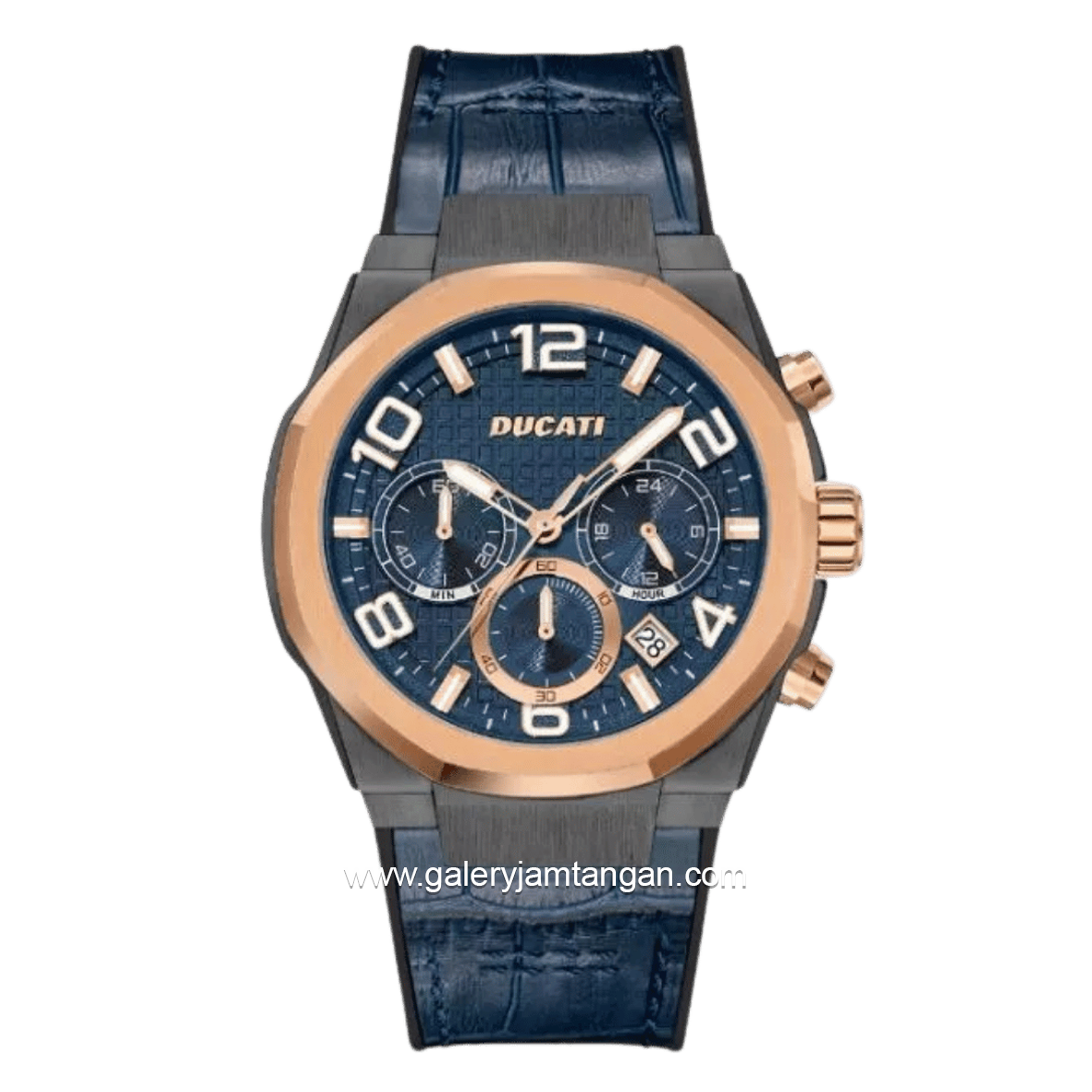 DUCATI DTWGC0001104 DT006 Chronograph Dark Blue Leather Combi Black Silicone Strap