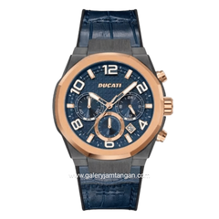 DUCATI DTWGC0001104 DT006 Chronograph Dark Blue Leather Combi Black Silicone Strap