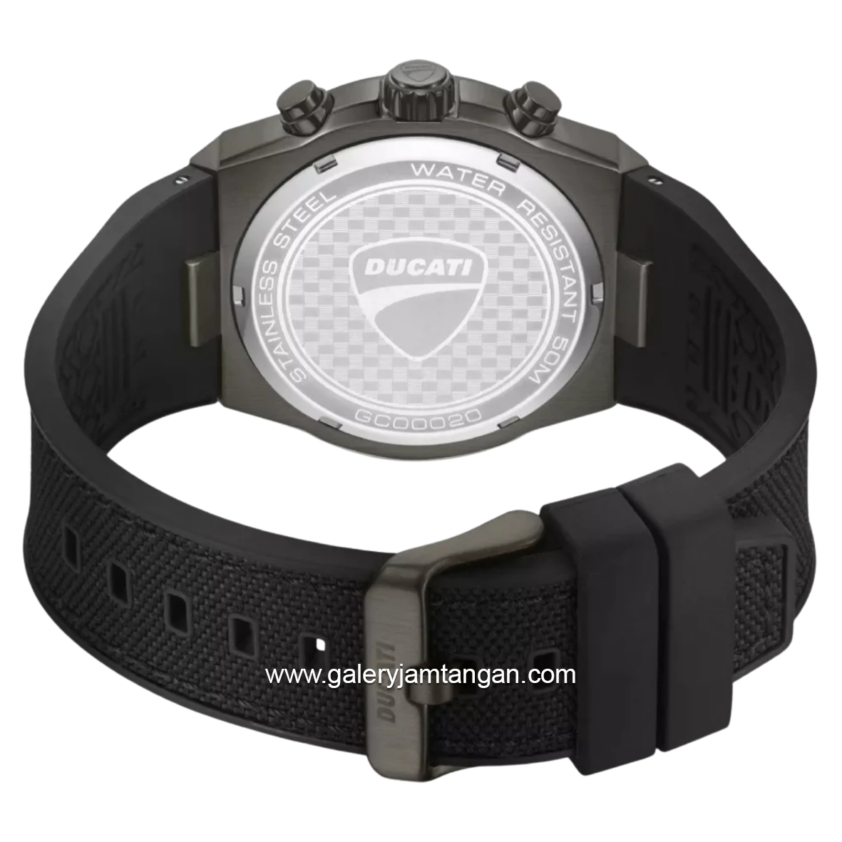 DUCATI DTWGC0002001 DT014 Chronograph Black Dark Grey Silicone Combi Nylon Strap