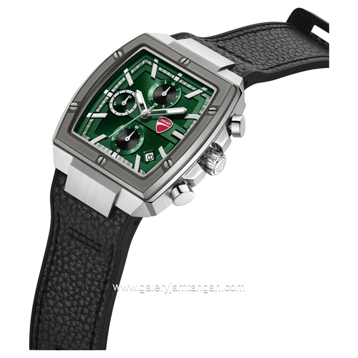 DUCATI DTWGC0003401 CARDIO Chronograph Black Silver Silicone Combi Leather Strap