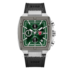 DUCATI DTWGC0003401 CARDIO Chronograph Black Silver Silicone Combi Leather Strap