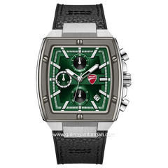 DUCATI DTWGC0003401 CARDIO Chronograph Black Silver Silicone Combi Leather Strap