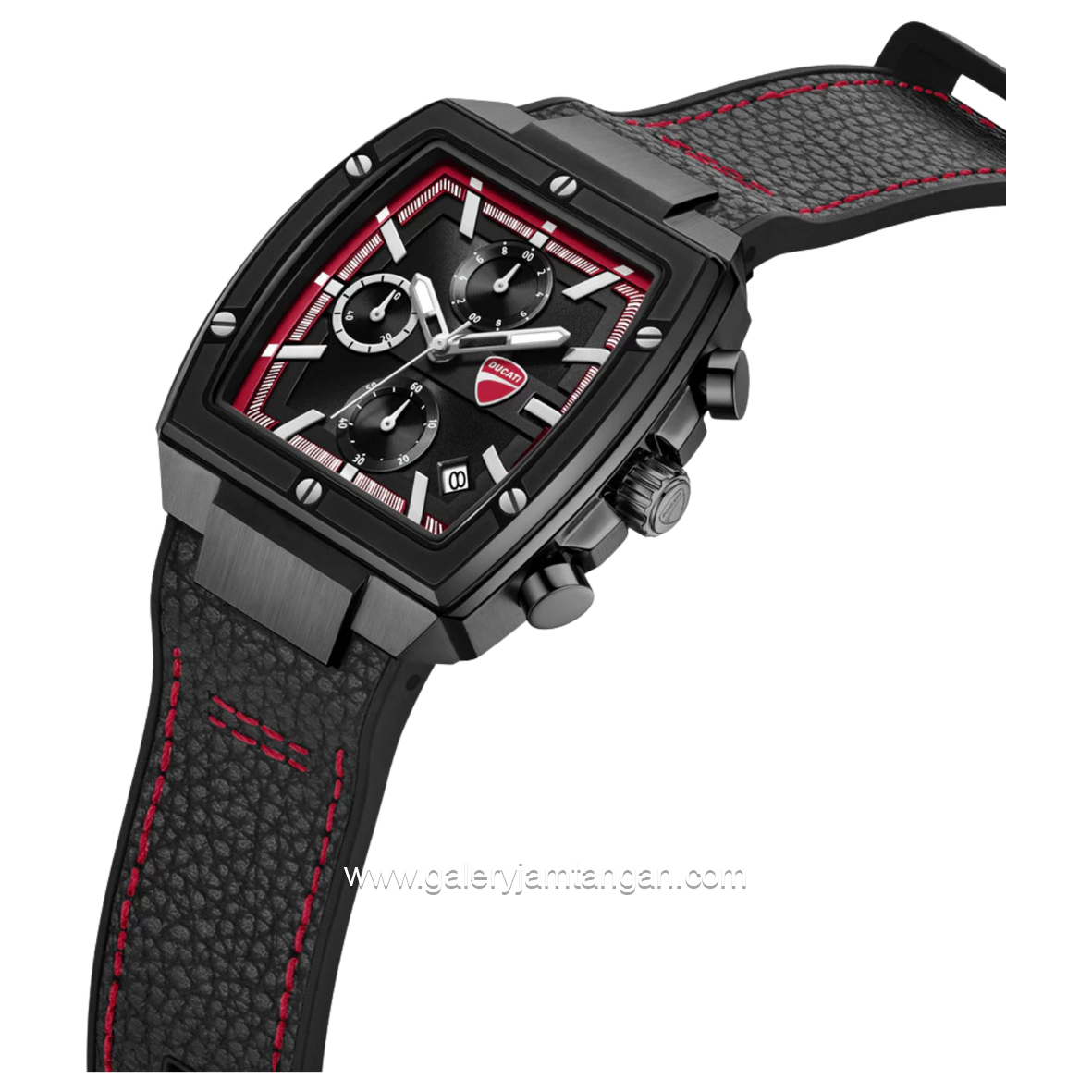 DUCATI DTWGC0003403 CARDIO Chronograph Black Silicone Combi Leather Strap
