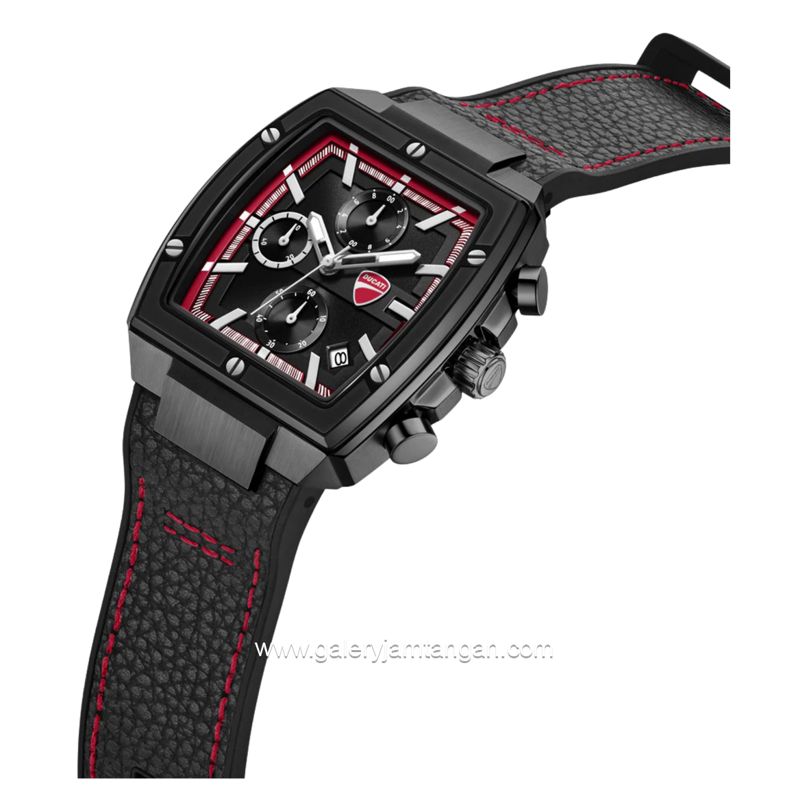 DUCATI DTWGC0003403 CARDIO Chronograph Black Silicone Combi Leather Strap