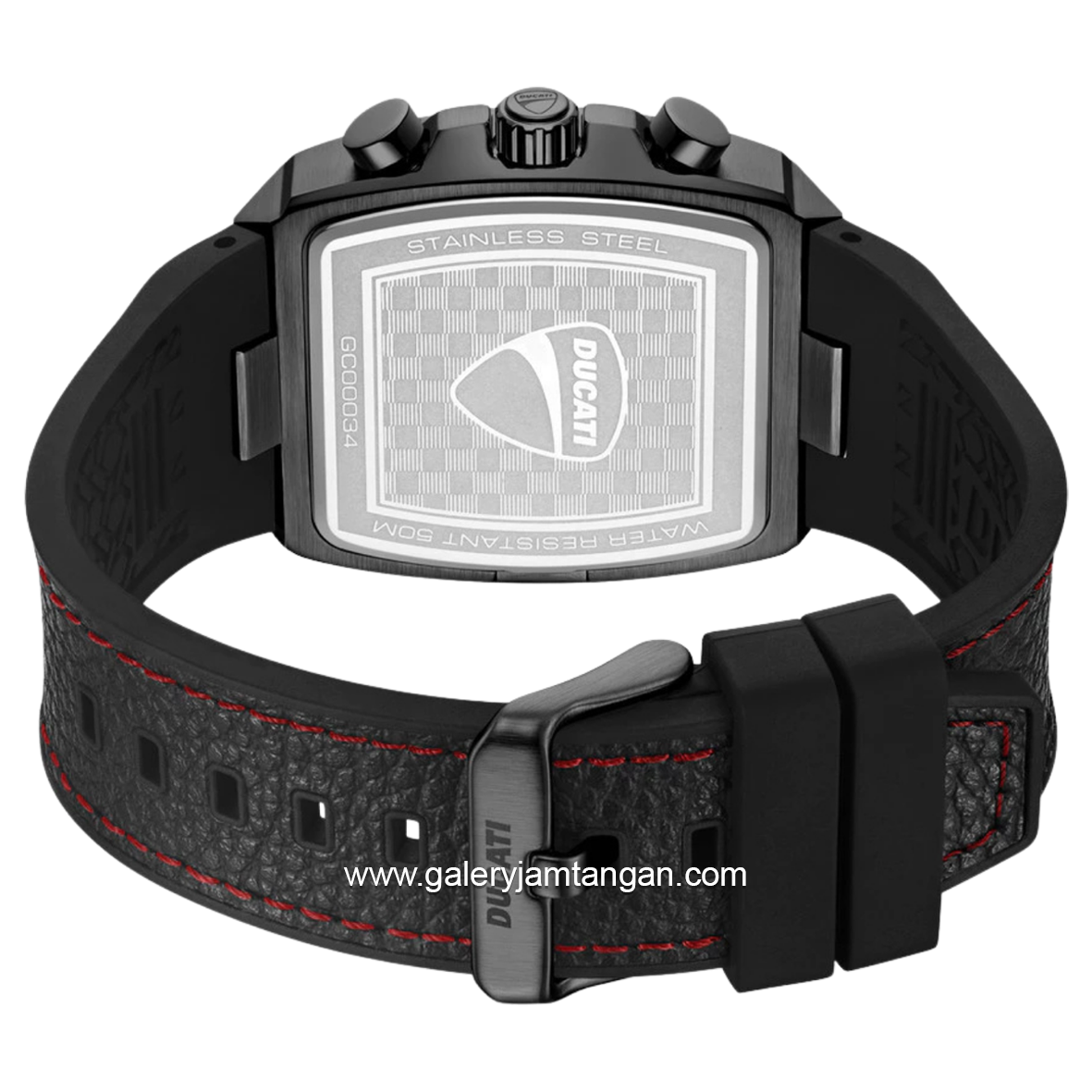 DUCATI DTWGC0003403 CARDIO Chronograph Black Silicone Combi Leather Strap