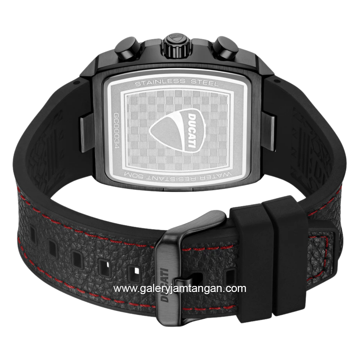 DUCATI DTWGC0003403 CARDIO Chronograph Black Silicone Combi Leather Strap
