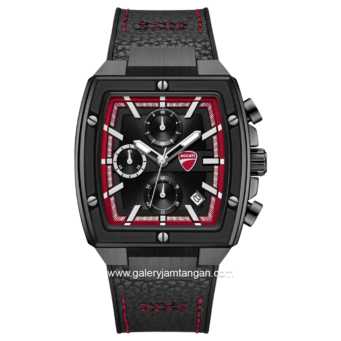 DUCATI DTWGC0003403 CARDIO Chronograph Black Silicone Combi Leather Strap