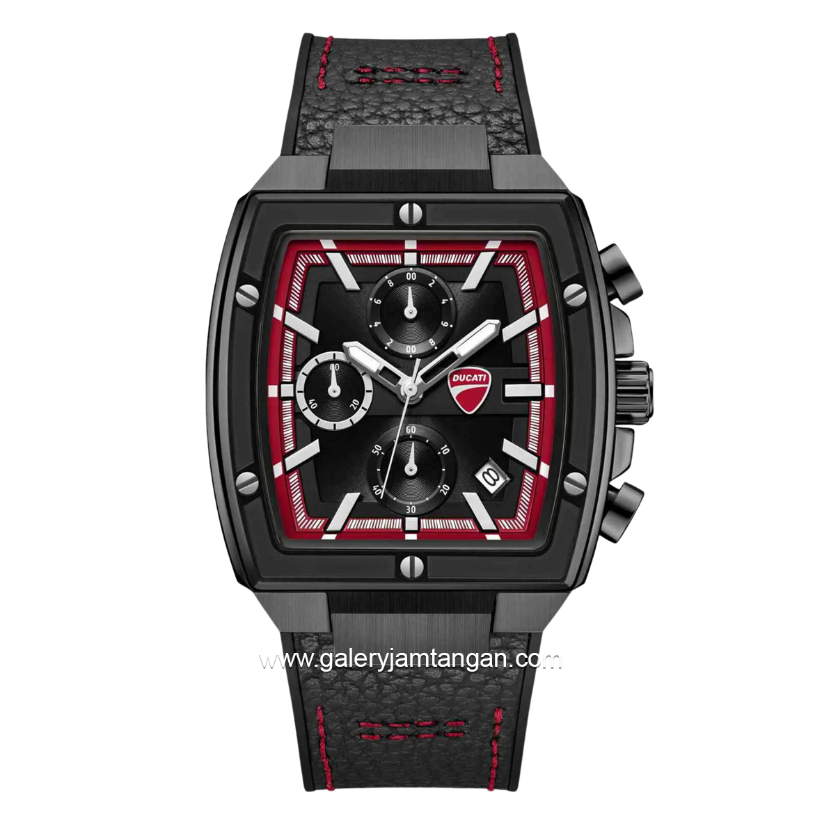 DUCATI DTWGC0003403 CARDIO Chronograph Black Silicone Combi Leather Strap
