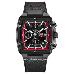 DUCATI DTWGC0003403 CARDIO Chronograph Black Silicone Combi Leather Strap