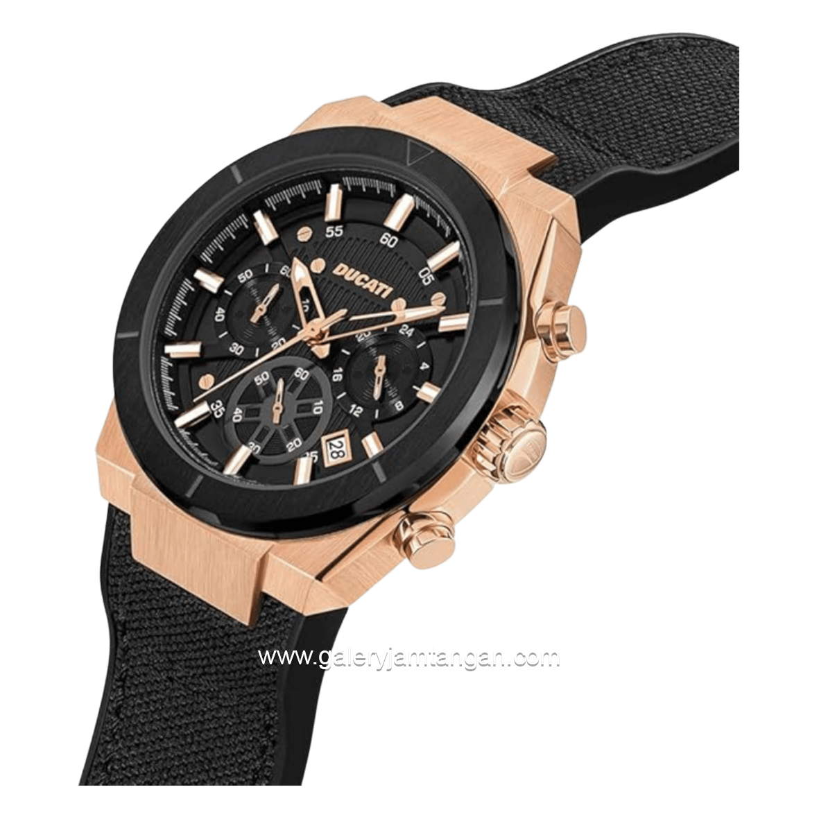DUCATI DTWGO0000901 DT004 Chronograph Black Rosegold Nylon Combi Silicone Strap