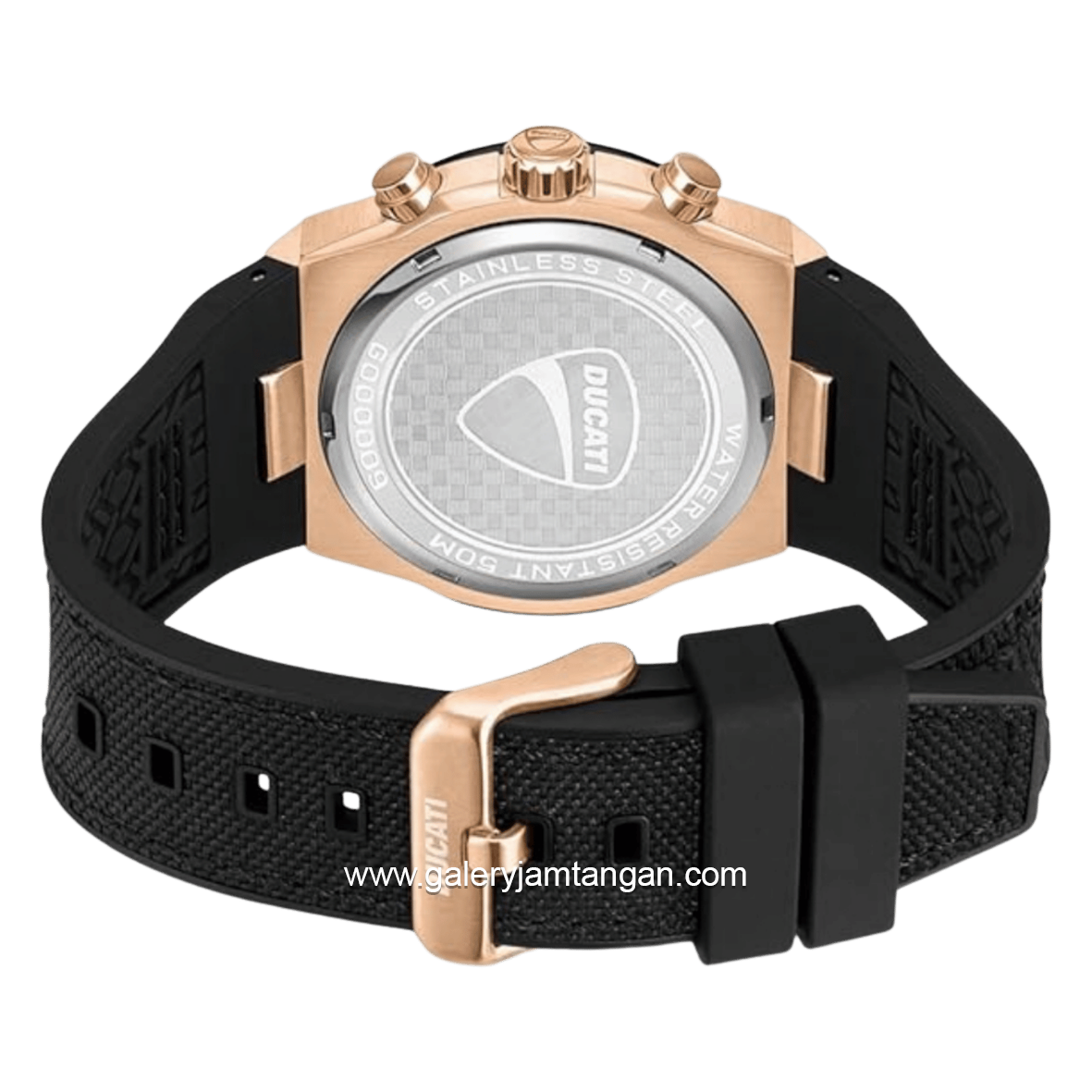 DUCATI DTWGO0000901 DT004 Chronograph Black Rosegold Nylon Combi Silicone Strap