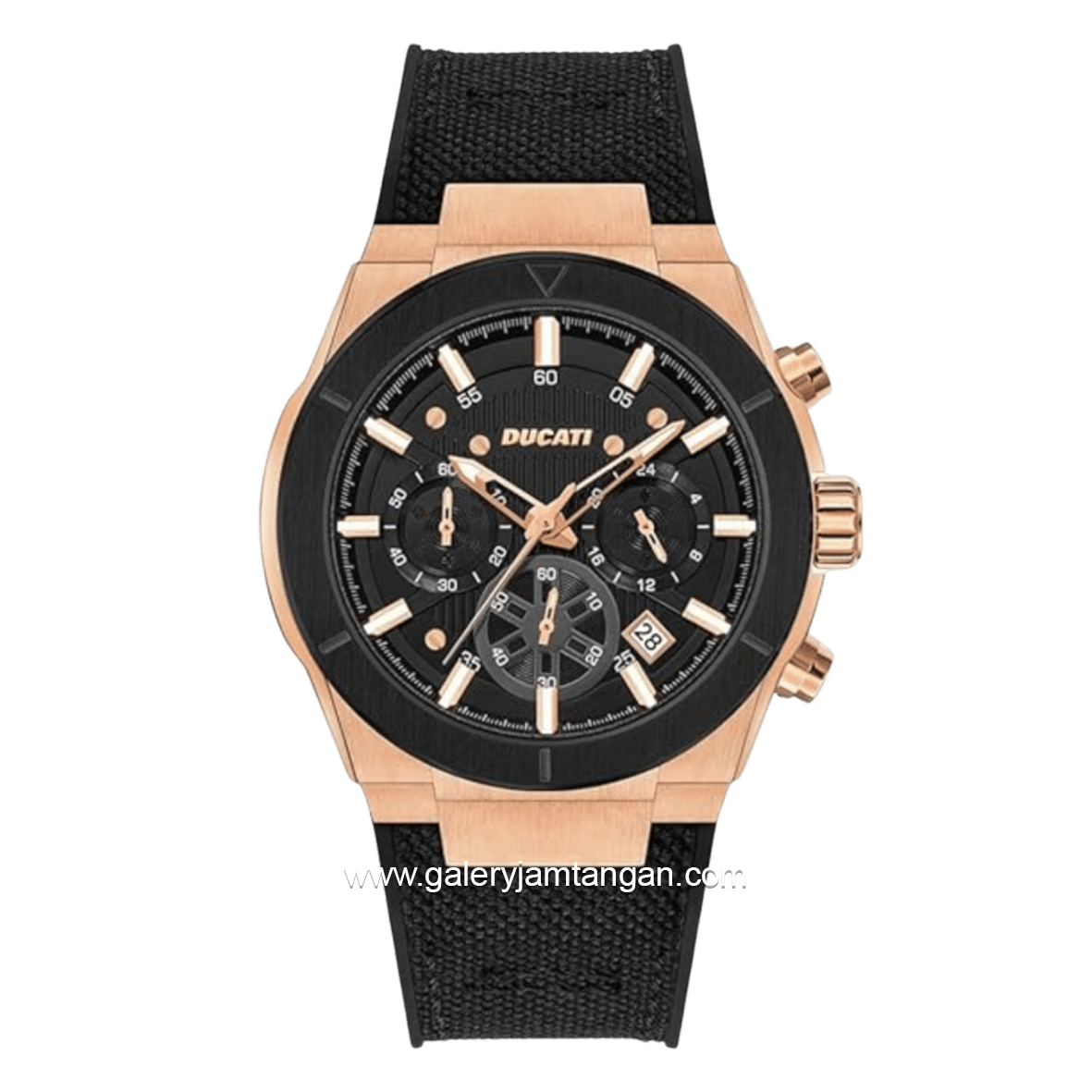 DUCATI DTWGO0000901 DT004 Chronograph Black Rosegold Nylon Combi Silicone Strap