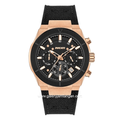 DUCATI DTWGO0000901 DT004 Chronograph Black Rosegold Nylon Combi Silicone Strap