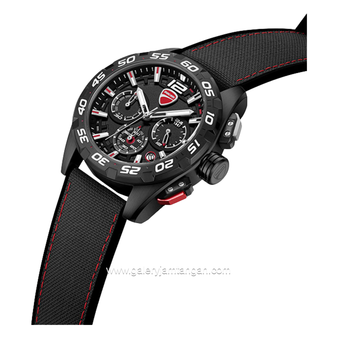 DUCATI DTWGO0001801 DT012 Chronograph Full Black Silicone Combi Nylon Strap