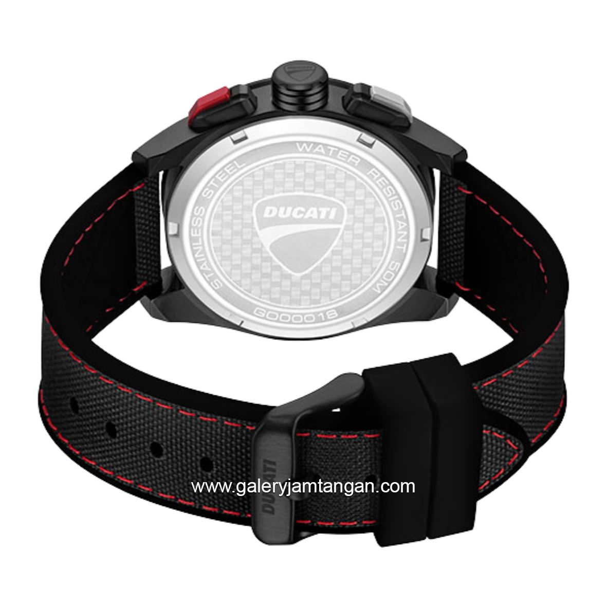 DUCATI DTWGO0001801 DT012 Chronograph Full Black Silicone Combi Nylon Strap