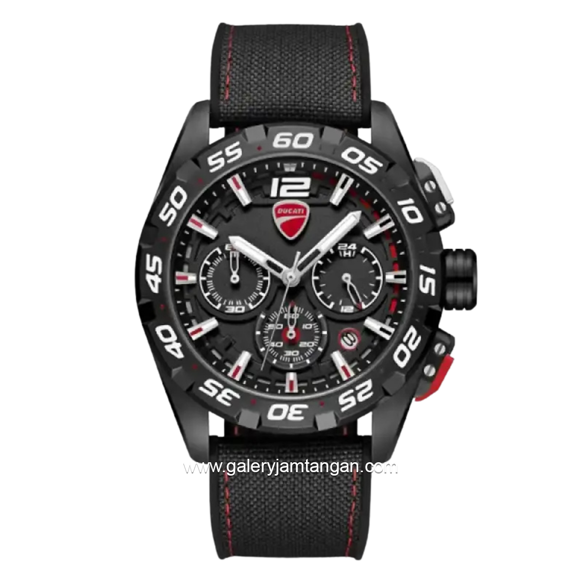 DUCATI DTWGO0001801 DT012 Chronograph Full Black Silicone Combi Nylon Strap