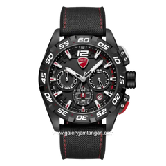 DUCATI DTWGO0001801 DT012 Chronograph Full Black Silicone Combi Nylon Strap
