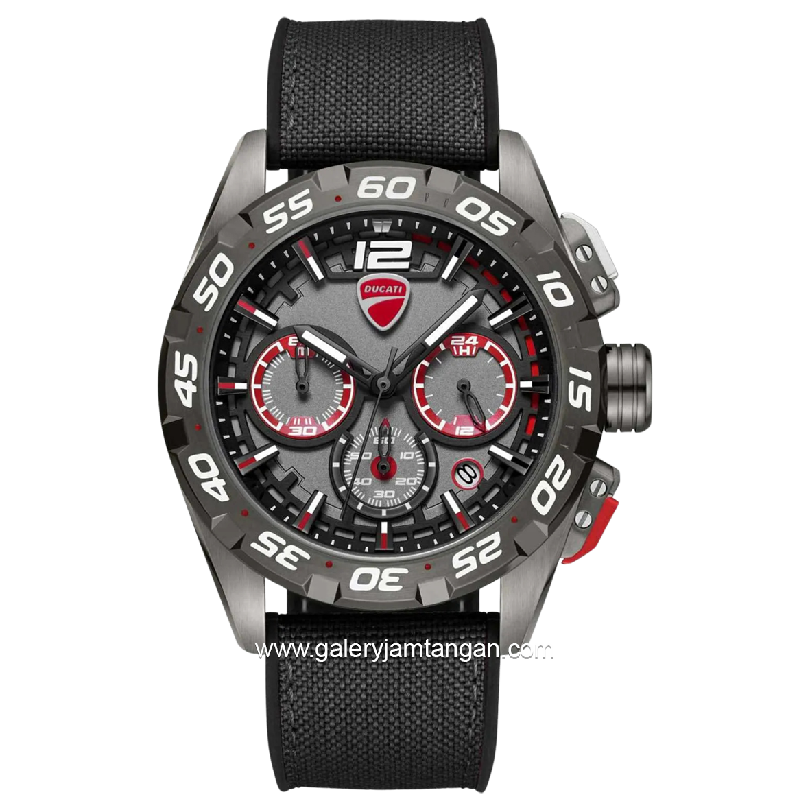 DUCATI DTWGO0001803 DT012 Chronograph Black Silicone Combi Nylon Strap