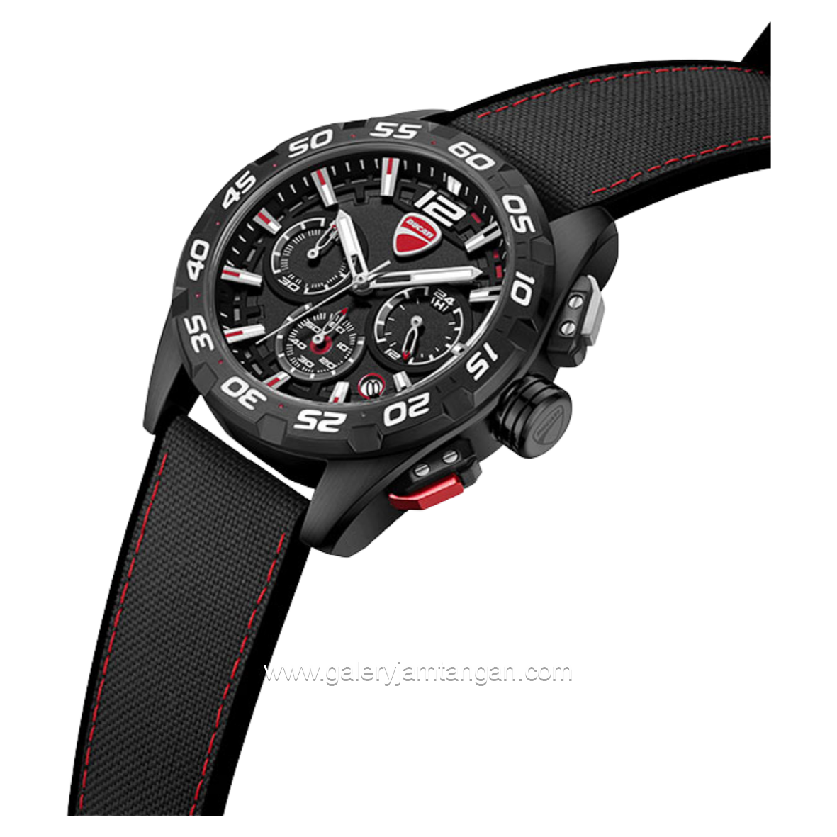 DUCATI DTWGO0001801 DT012 Chronograph Full Black Silicone Combi Nylon Strap