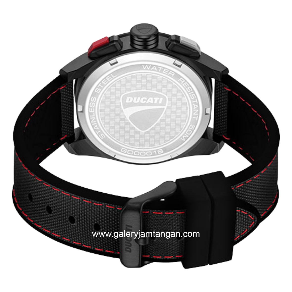 DUCATI DTWGO0001801 DT012 Chronograph Full Black Silicone Combi Nylon Strap
