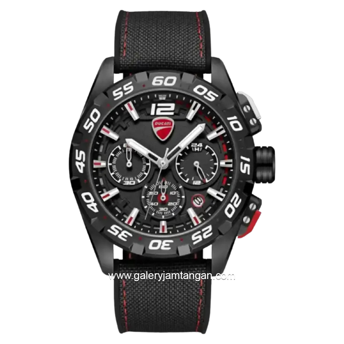 DUCATI DTWGO0001801 DT012 Chronograph Full Black Silicone Combi Nylon Strap