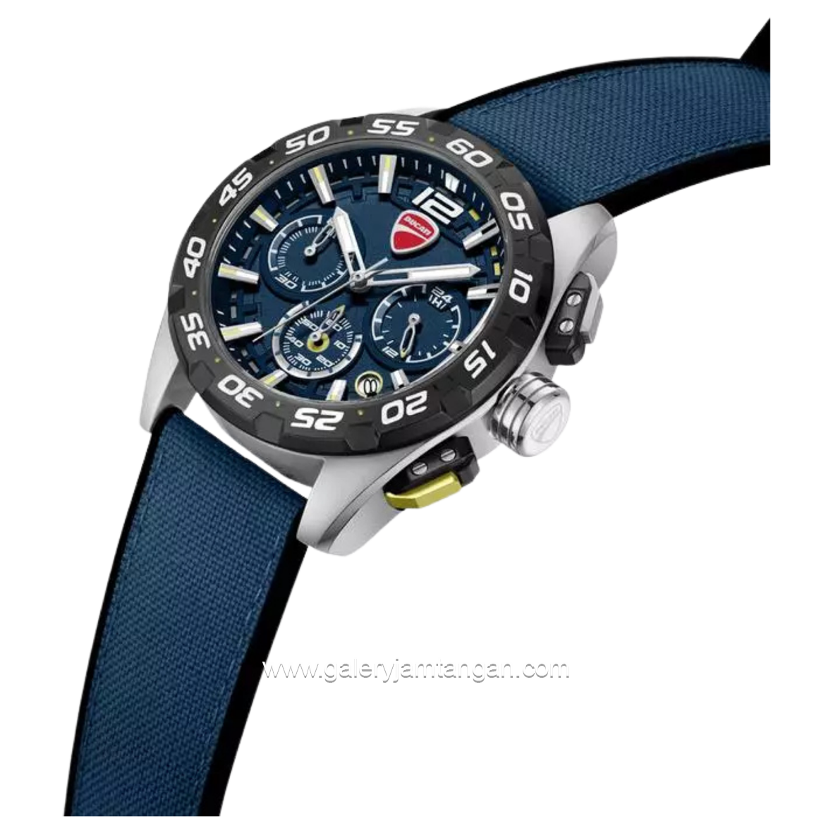 DUCATI DTWGO0001802 DT012 Chronograph Black Silicone Combi Blue Nylon Strap