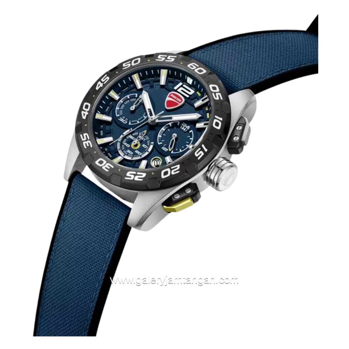 DUCATI DTWGO0001802 DT012 Chronograph Black Silicone Combi Blue Nylon Strap