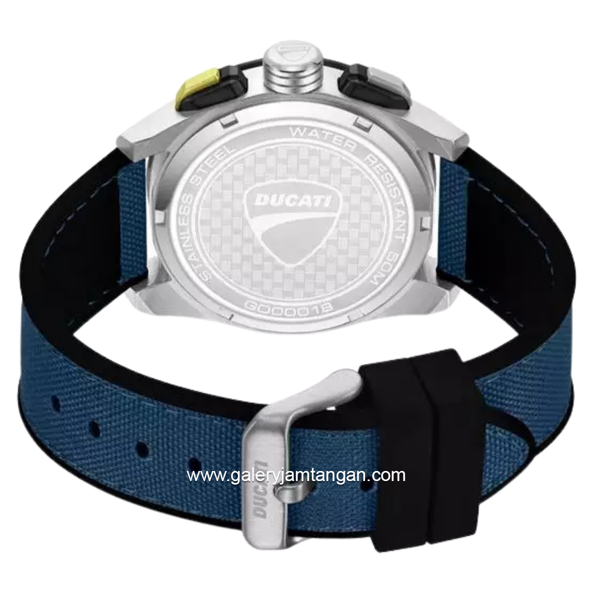 DUCATI DTWGO0001802 DT012 Chronograph Black Silicone Combi Blue Nylon Strap