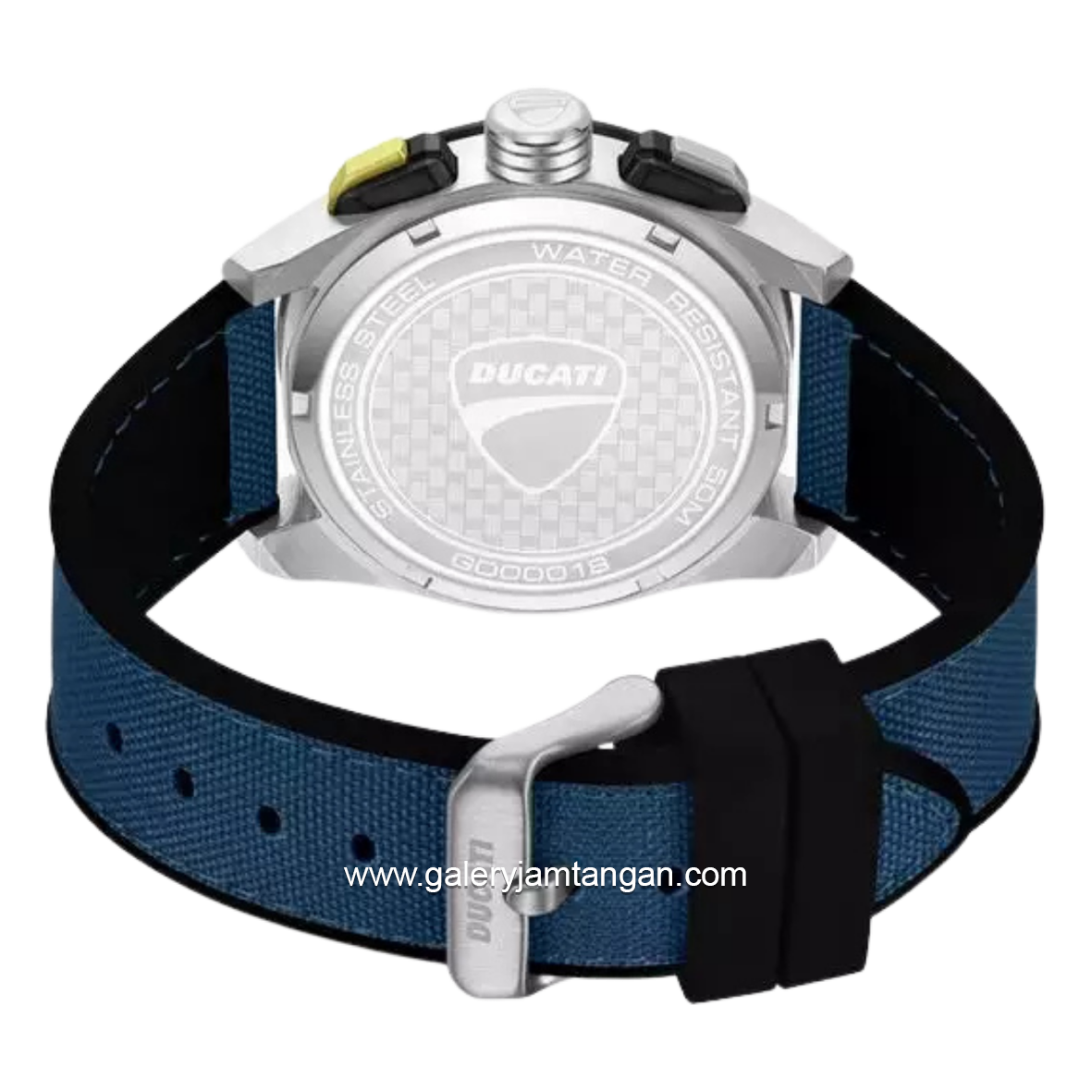 DUCATI DTWGO0001802 DT012 Chronograph Black Silicone Combi Blue Nylon Strap