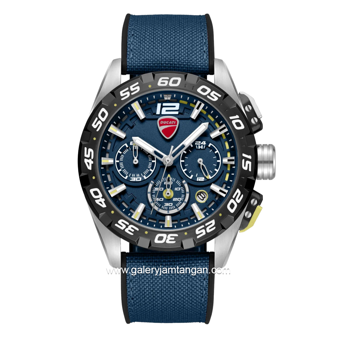 DUCATI DTWGO0001802 DT012 Chronograph Black Silicone Combi Blue Nylon Strap