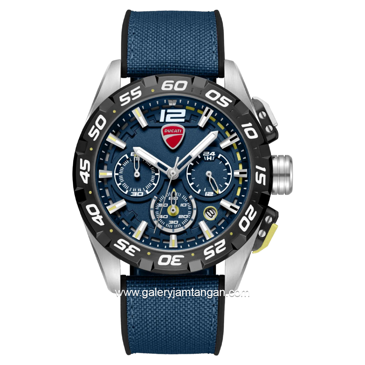 DUCATI DTWGO0001802 DT012 Chronograph Black Silicone Combi Blue Nylon Strap