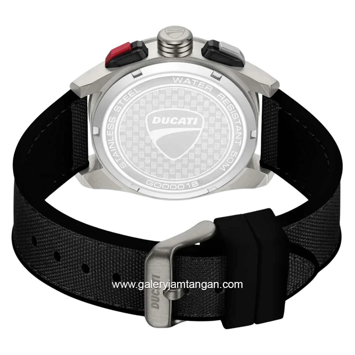 DUCATI DTWGO0001803 DT012 Chronograph Black Silicone Combi Nylon Strap