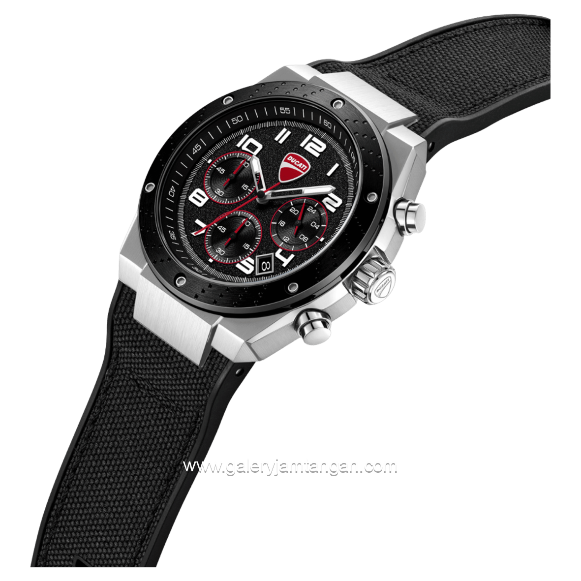 DUCATI DTWGO0002501 DT020 Chronograph Black Silicone Combi Nylon Strap