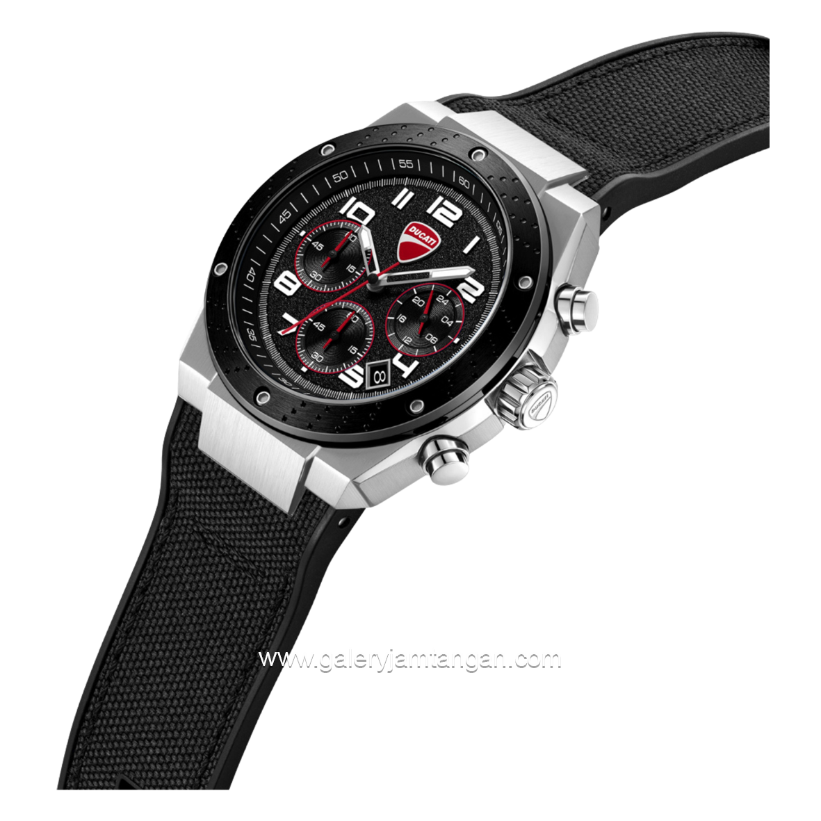 DUCATI DTWGO0002501 DT020 Chronograph Black Silicone Combi Nylon Strap