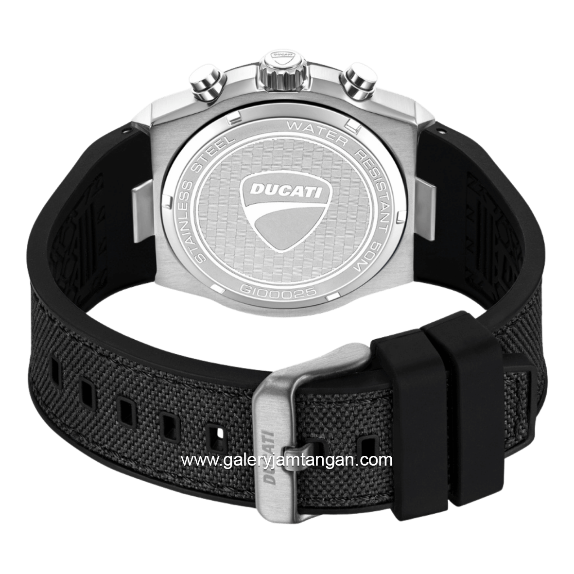 DUCATI DTWGO0002501 DT020 Chronograph Black Silicone Combi Nylon Strap
