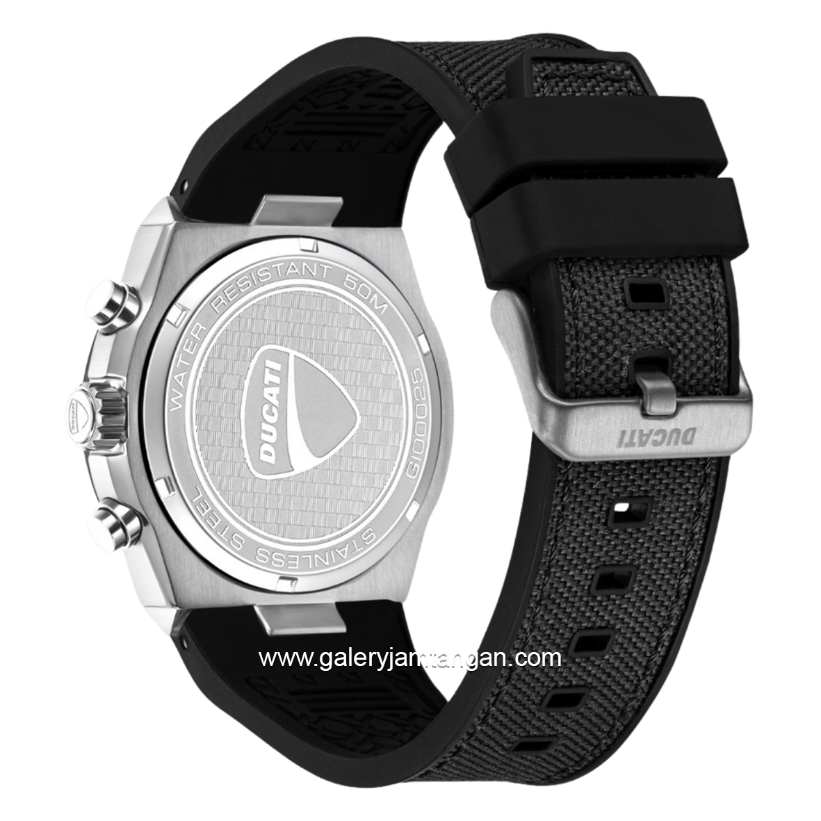 DUCATI DTWGO0002501 DT020 Chronograph Black Silicone Combi Nylon Strap