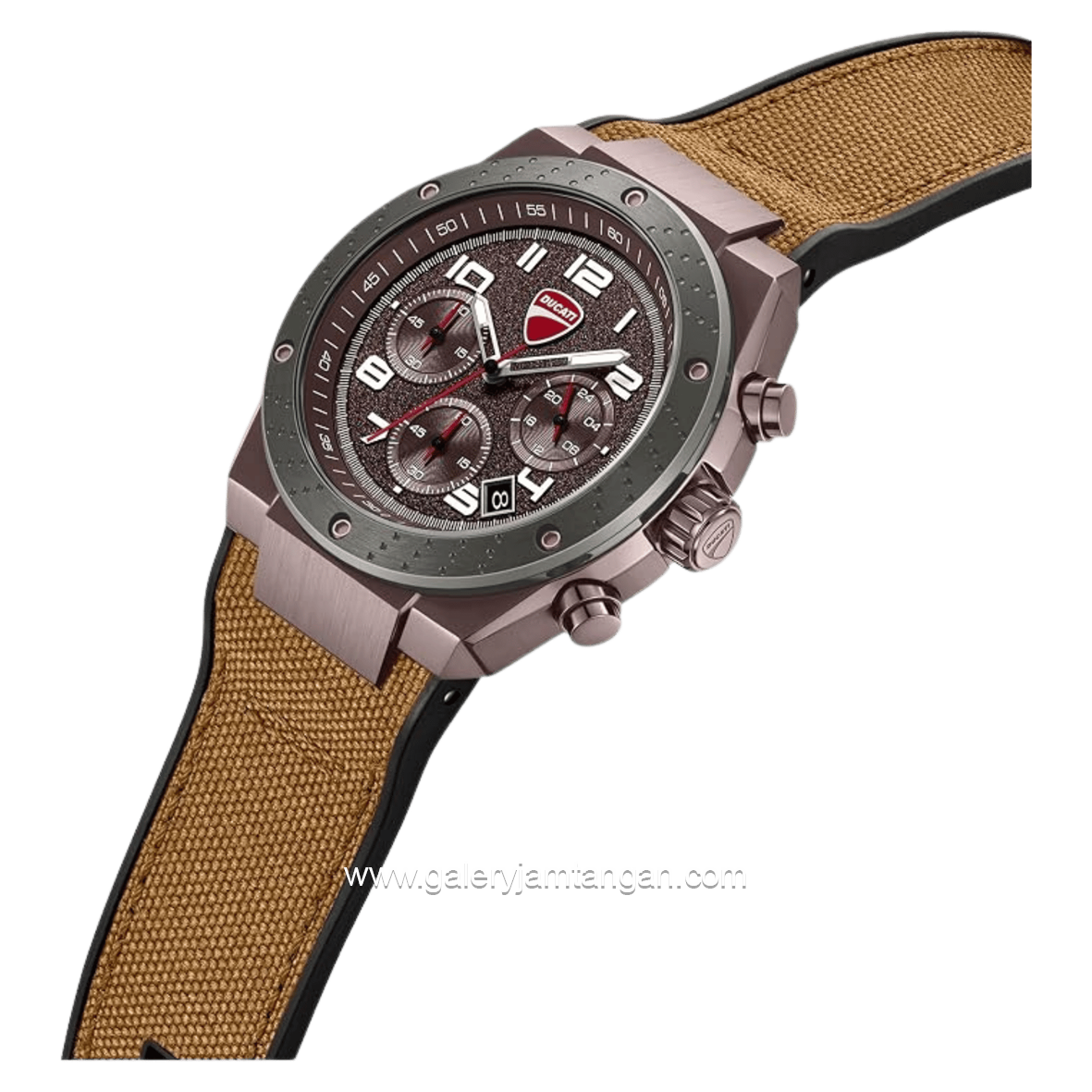 DUCATI DTWGO0002503 DT020 Chronograph Black Silicone Combi Brown Nylon Strap