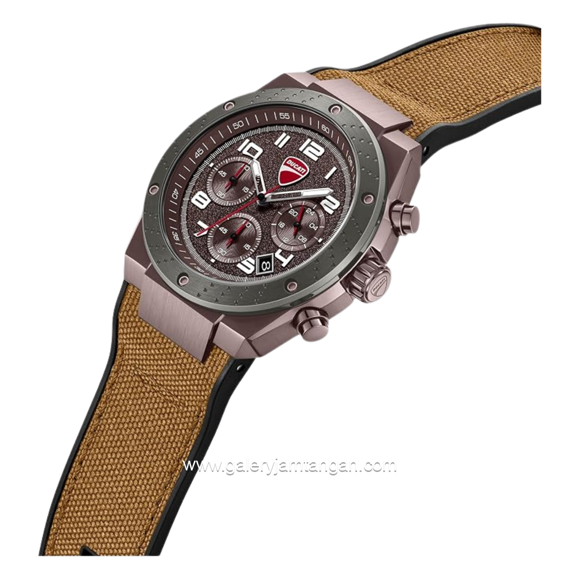 DUCATI DTWGO0002503 DT020 Chronograph Black Silicone Combi Brown Nylon Strap