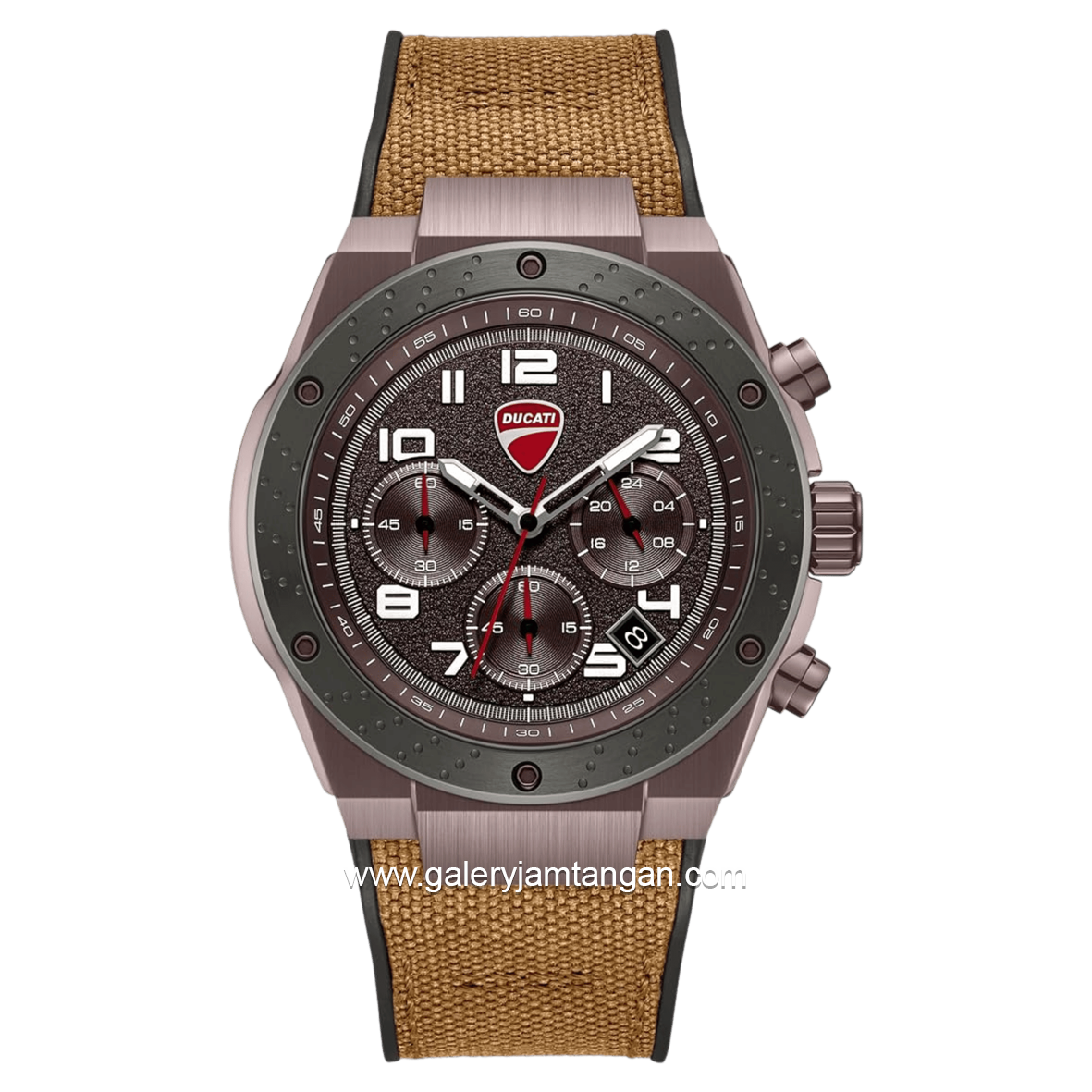 DUCATI DTWGO0002503 DT020 Chronograph Black Silicone Combi Brown Nylon Strap