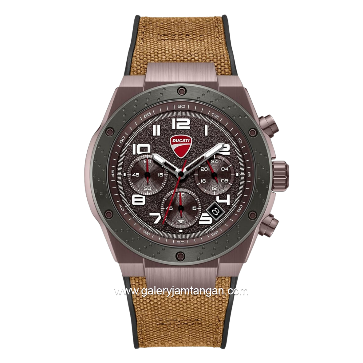 DUCATI DTWGO0002503 DT020 Chronograph Black Silicone Combi Brown Nylon Strap